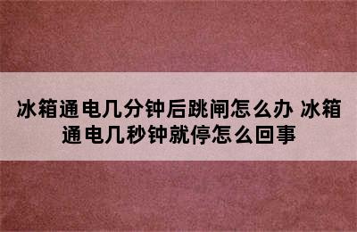 冰箱通电几分钟后跳闸怎么办 冰箱通电几秒钟就停怎么回事